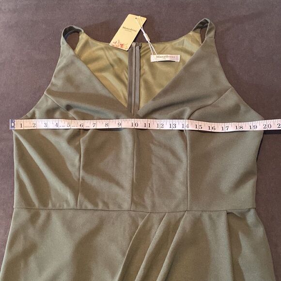 Women’s Green V-Neck Sleeveless Short Cocktail Party Dress Zip Back Size XL NWT - Picture 9 of 11